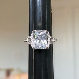 Berricle Ring Size 3 Cushion Halo Sterling Silver